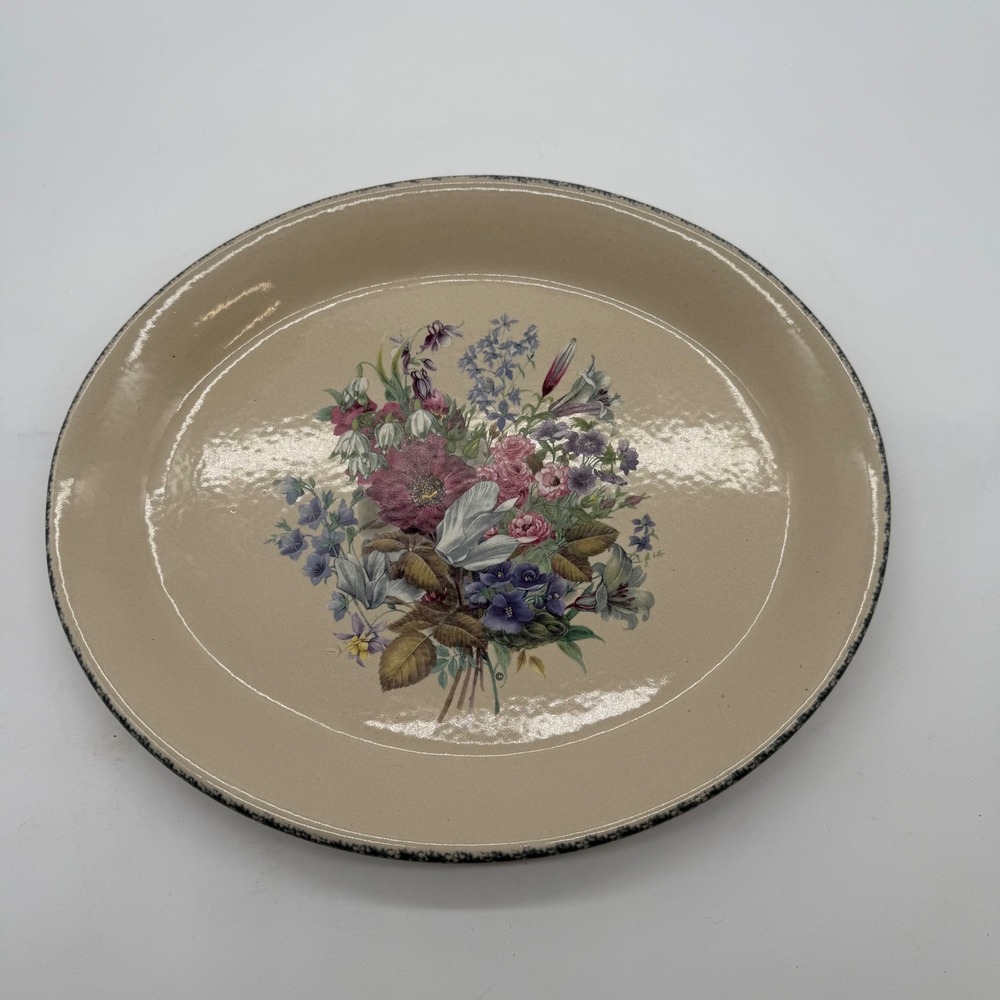 Home & Garden Party Platter Floral Design Round Serving Tray USA Made 2000